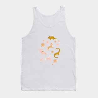 Dinosaur + Unicorns on Emerald Tank Top